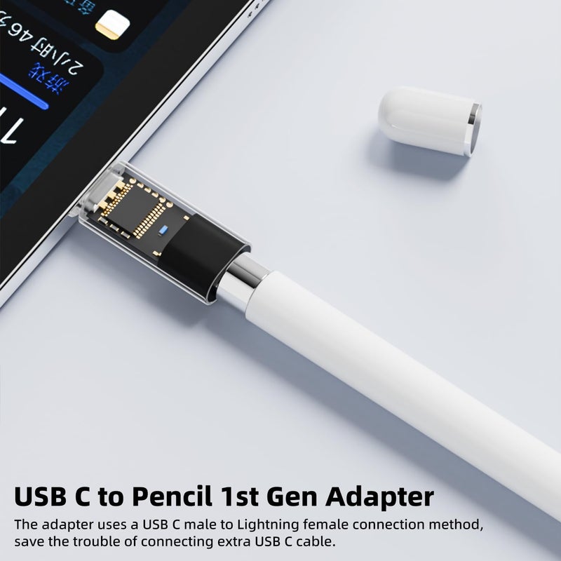 AreMe USB C to Pencil Adapter for Apple Pencil 1st Generation, USB-C Male to Pencil Charging Adapter for iPad 10th Gen, Type C iPencil Charger Connector Dongle Connector for iPad 10 (Transparent) - Image 5